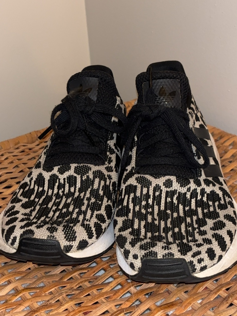 adidas Black and White Patterned Knit Sneakers